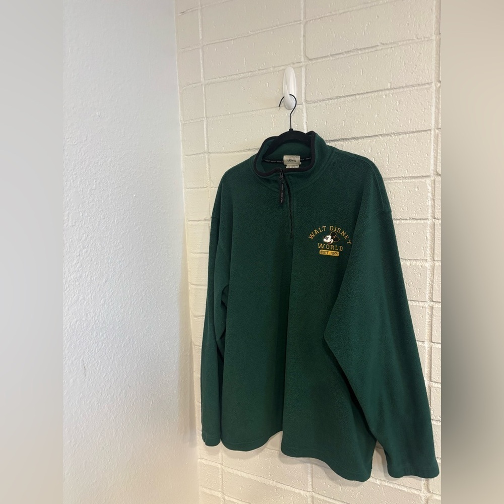 Vintage Walt Disney Disney world green fleece 1/4 zip jacket